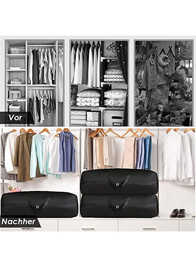 DUNISO 3Pcs Moving Bag,Oxford Storage Bag with Zippers & Handles，Reusable Large Heavy Bags，Waterproof, Moisture-proof, Sturdy and Durablefor，for Duvets/Bedding/Clothes/Moving/Traveling，50*25*30cm，Black  - Image 3
