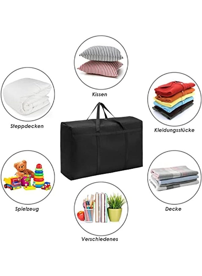 DUNISO 3Pcs Moving Bag,Oxford Storage Bag with Zippers & Handles，Reusable Large Heavy Bags，Waterproof, Moisture-proof, Sturdy and Durablefor，for Duvets/Bedding/Clothes/Moving/Traveling，50*25*30cm，Black  - Image 2