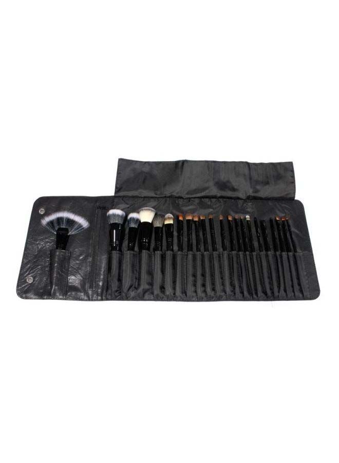 NIBEMINENT 22-Piece Make Up Brush Set With Case Black/White/Brown