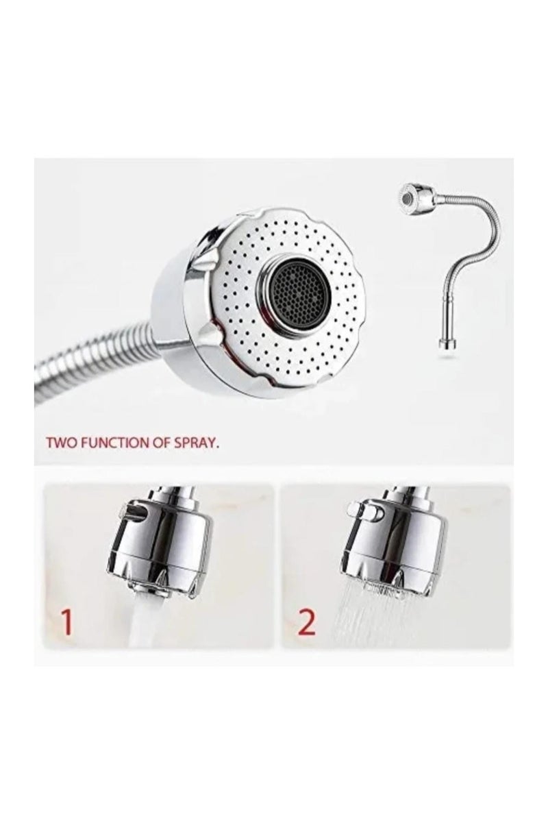Flexible 360° Rotating Kitchen Faucet Sprayer – Stainless Steel Sink Tap Extension Nozzle - Image 2