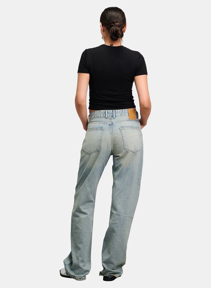 TGS Light Blue Wash Wide Leg Women Jeans - Image 2