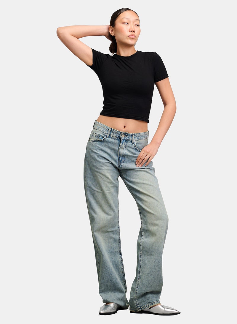 TGS Light Blue Wash Wide Leg Women Jeans - Image 1