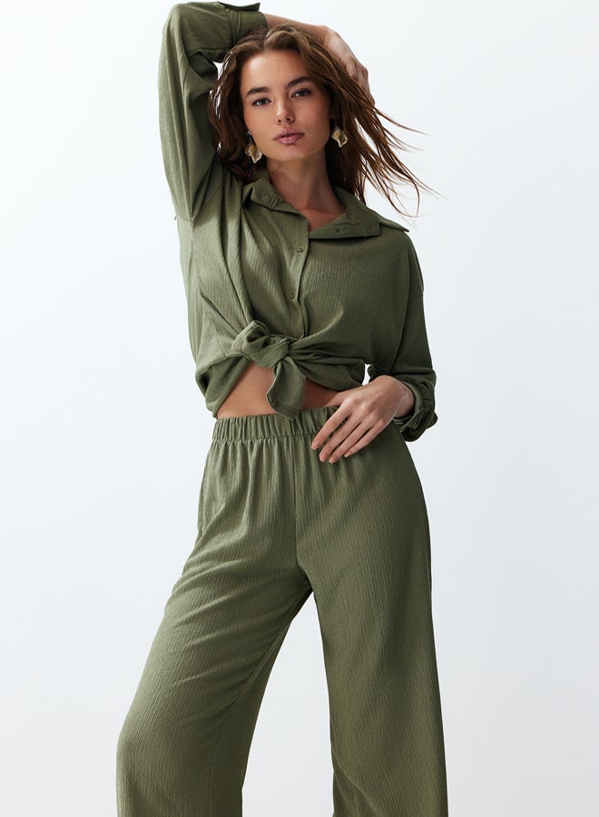 trendyol Green Woven Shirt-Pants Set - Image 2