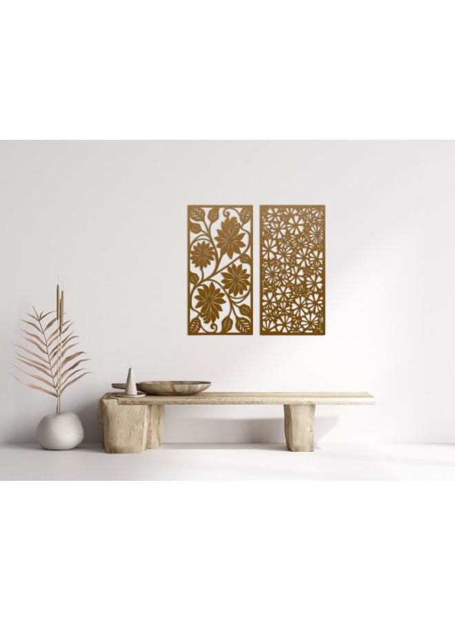 هوم جاليري لوحة فنية جدارية من خشب الكرمة الزهرية والمرج - Image 1