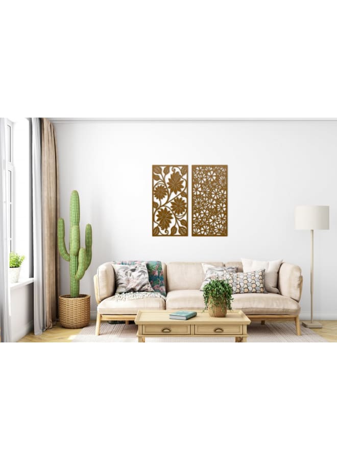 هوم جاليري لوحة فنية جدارية من خشب الكرمة الزهرية والمرج - Image 2