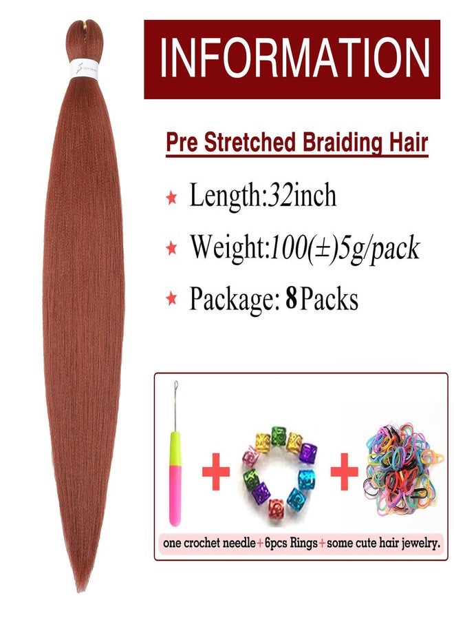 ShowCoco Pre Stretched Braiding Hair Copper Red Long Braid 32 Inch 8 Packs Braiding Hair Extensions Professional Synthetic Fiber Crochet Twist Braids(32inch,#350) - Image 2