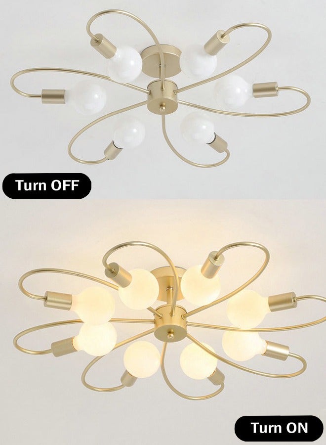 VUCATIN 8-Light Semi Flush Ceiling Light Modern Chandeliers Mid-Century Metal Pendant Lighting Industrial Vintage Ceiling Lamp Fixture for Kitchen Dining Living Room Bedroom (Bulbs Not Included) - Image 3