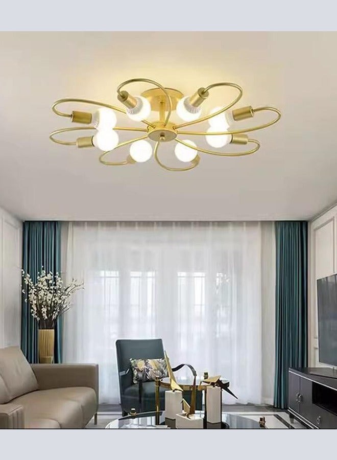 VUCATIN 8-Light Semi Flush Ceiling Light Modern Chandeliers Mid-Century Metal Pendant Lighting Industrial Vintage Ceiling Lamp Fixture for Kitchen Dining Living Room Bedroom (Bulbs Not Included) - Image 4