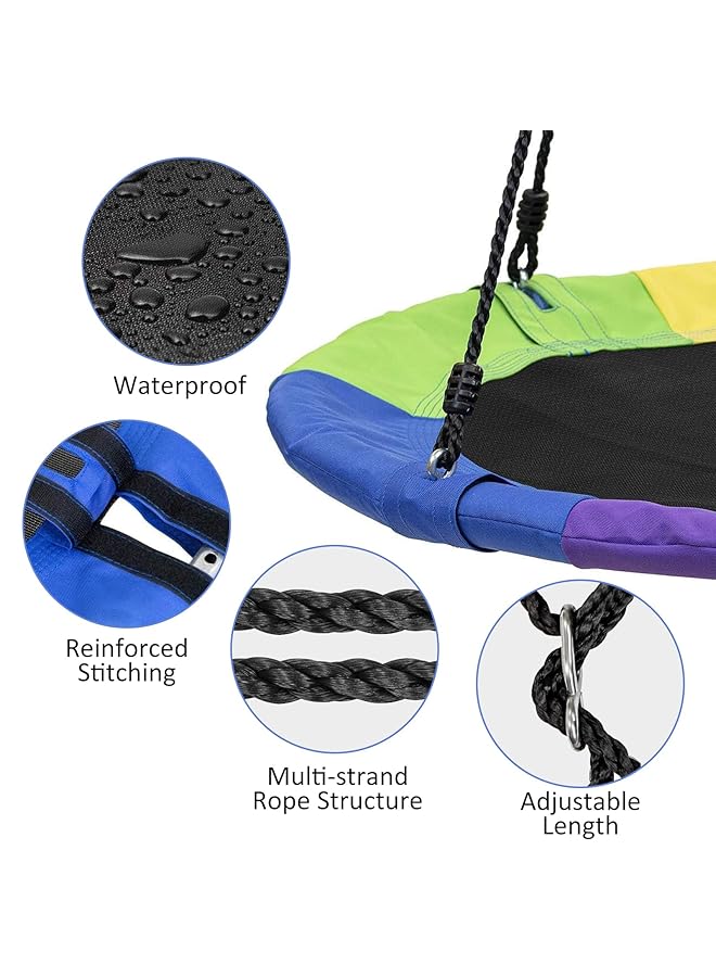 Sumkyle Saucer Tree Swing Adults Round Flying Swing Set With Adjustable Strap Waterproof Oxford Cloth Swing For Kids Circle Toy Gifts Playground - Image 2