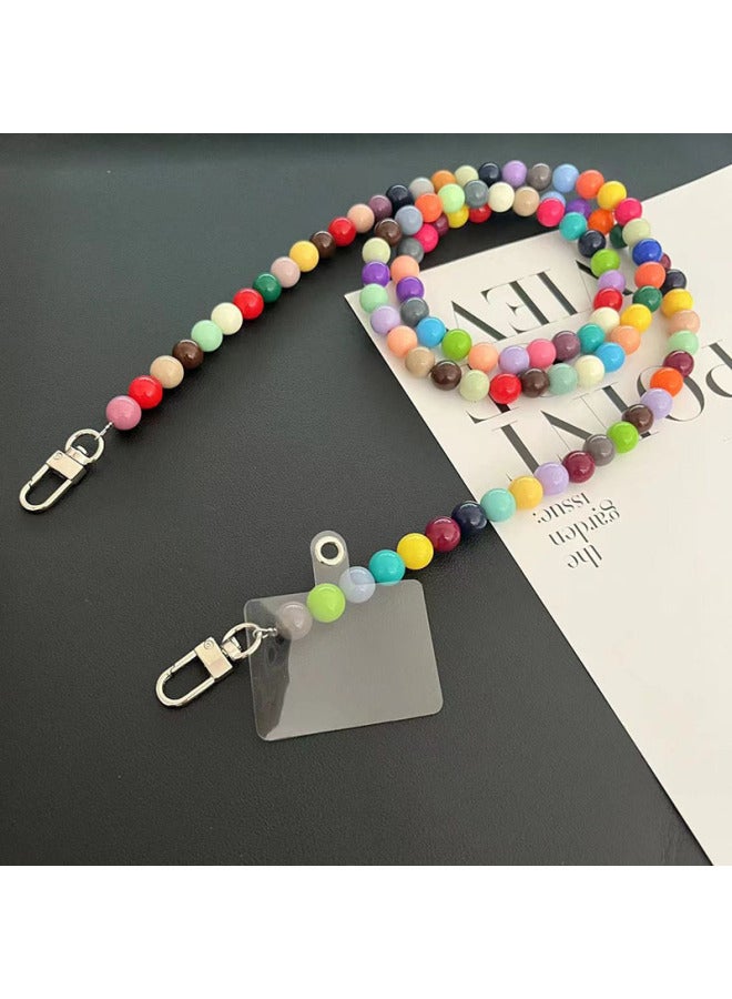 Internet Celebrity Same Style Color Beaded Crossbody Rope Bag Replacement Chain Removable Phone Case Gasket Bohemian Style-Specifications Support Image Upload:Deep Color Chain Door Deduction + Transparent Gasket - Image 1