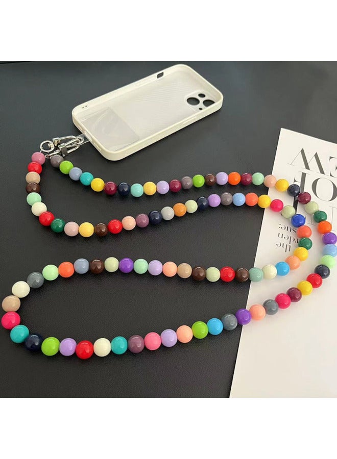 Internet Celebrity Same Style Color Beaded Crossbody Rope Bag Replacement Chain Removable Phone Case Gasket Bohemian Style-Specifications Support Image Upload:Deep Color Chain Door Deduction + Transparent Gasket - Image 2
