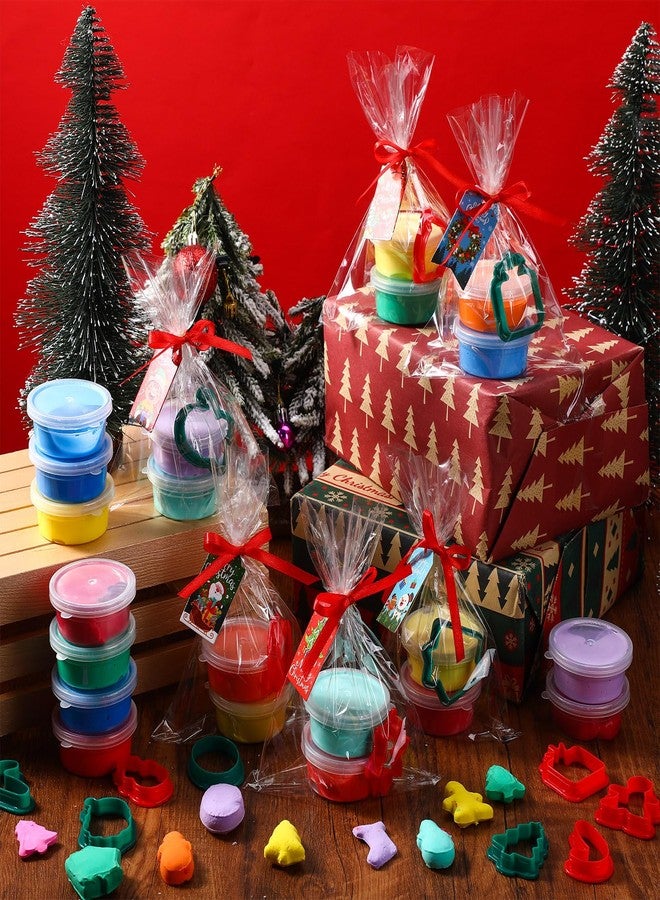 Blosssound Christmas Clay Sets Pcs Christmas Party Favors with Pcs Xmas Clays Molds DIY Holiday Clay Craft Kit for Classroom Gifts Treat Bags Stuffers Supplies(Green, Modern) - Image 4