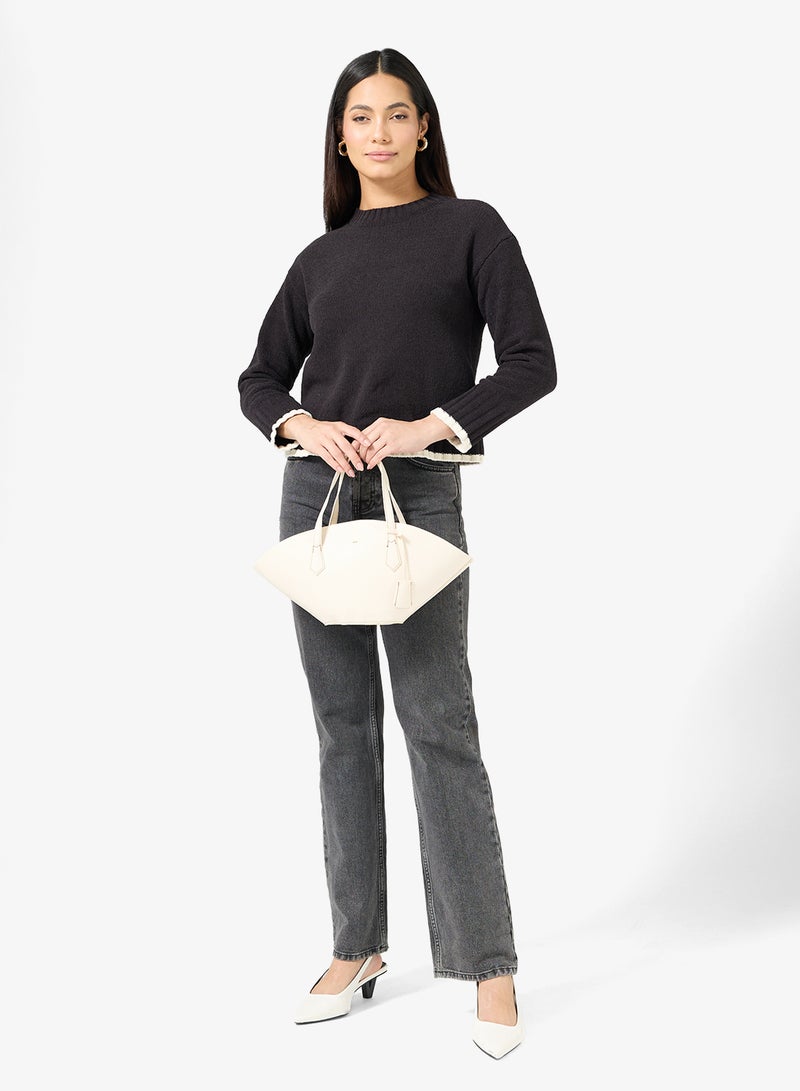 فيرو مودا كنزة بياقة دائرية وأكمام طويلة - Image 4