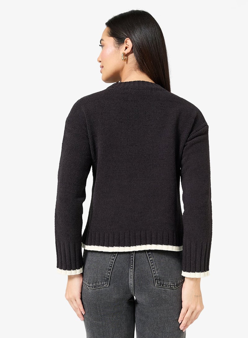 فيرو مودا كنزة بياقة دائرية وأكمام طويلة - Image 2