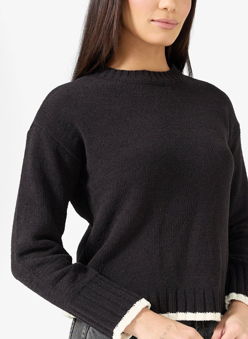 فيرو مودا كنزة بياقة دائرية وأكمام طويلة - Image 3