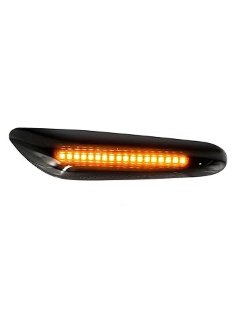 بي إم دبليو مصابيح إشارة انعطاف جانبية LED من BMW بعدسات مدخنة، لون كهرماني، تركيب خالٍ من الأخطاء، لسيارات BMW من الفئة E60، E61، E90، E91، E92، E93، E81، E82، E88، E46، E83، E84، الفئة 1/3/5/X3/X1 (عبوة من قطعتين) - Image 3