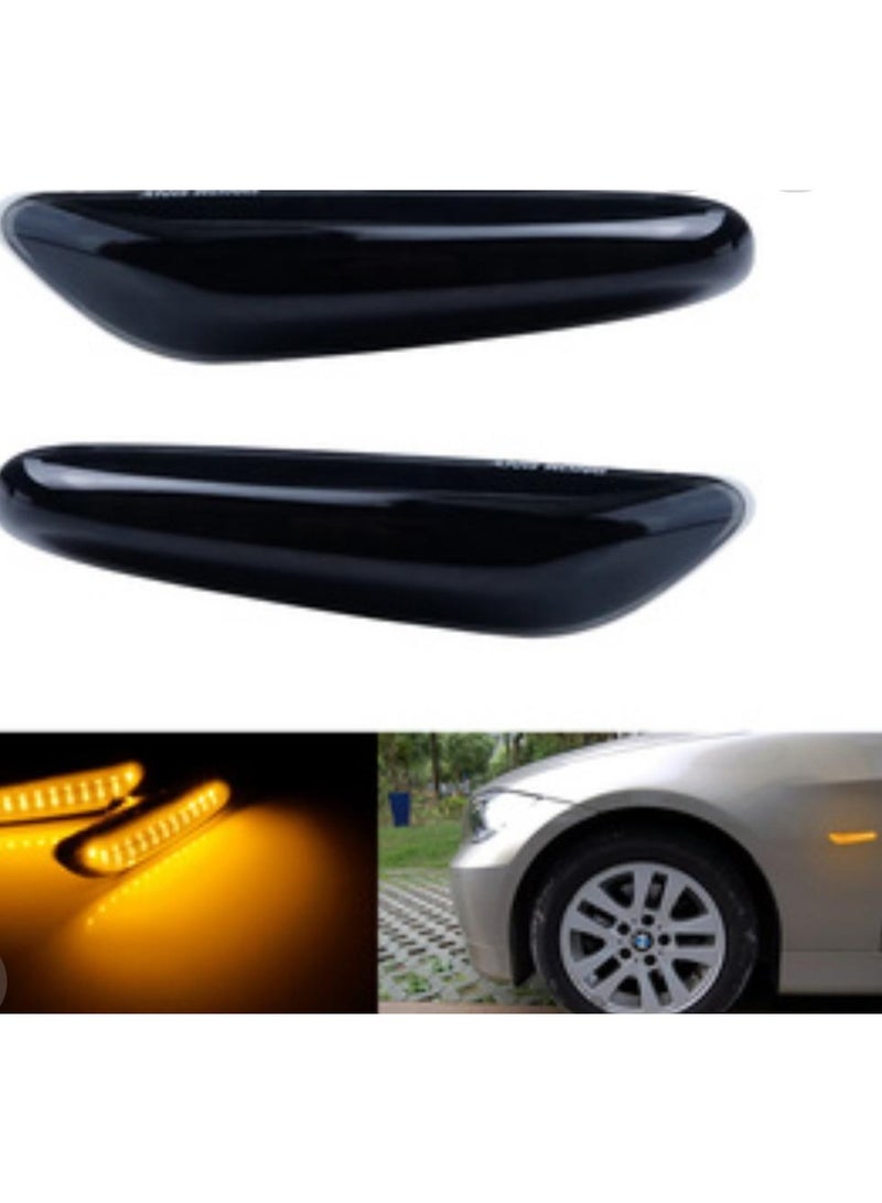 بي إم دبليو مصابيح إشارة انعطاف جانبية LED من BMW بعدسات مدخنة، لون كهرماني، تركيب خالٍ من الأخطاء، لسيارات BMW من الفئة E60، E61، E90، E91، E92، E93، E81، E82، E88، E46، E83، E84، الفئة 1/3/5/X3/X1 (عبوة من قطعتين) - Image 2