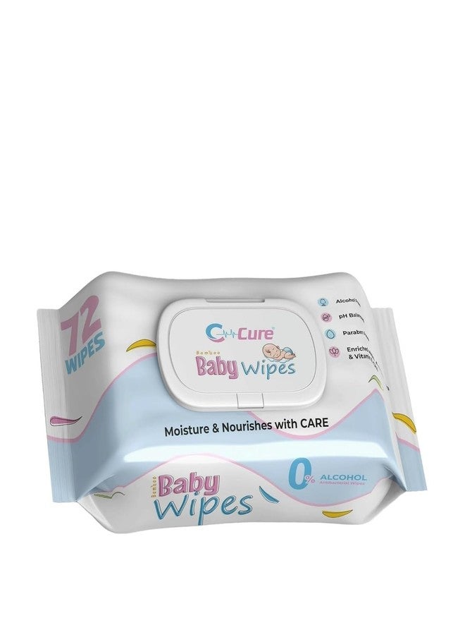 C-Cure Wipes For New Born Baby Paraben & Sulphate Free | Soft Cleansing Baby Wipes | Extra Thick & Moist Wet Wipes for Baby's Prevents Rashes & Redness with Goodness of Vitamin E & Jojoba Oil (Pack 1) - Image 1