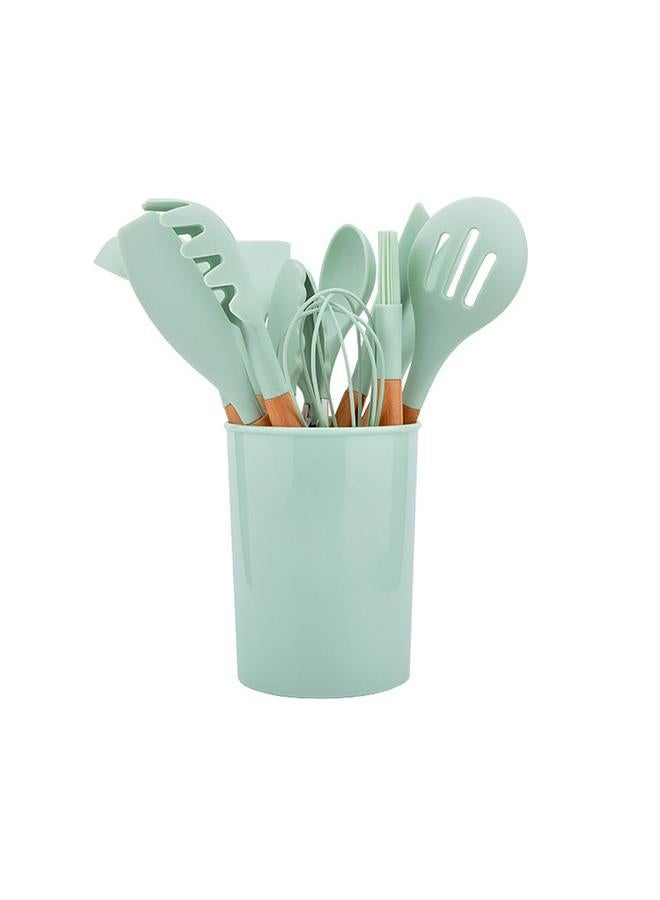 Bluejw Silicone Cookware 12 Piece Set Wooden Handle Spatula Soup Spoon Silicone Non-stick Cooker Kitchen Tool Suit - Image 4