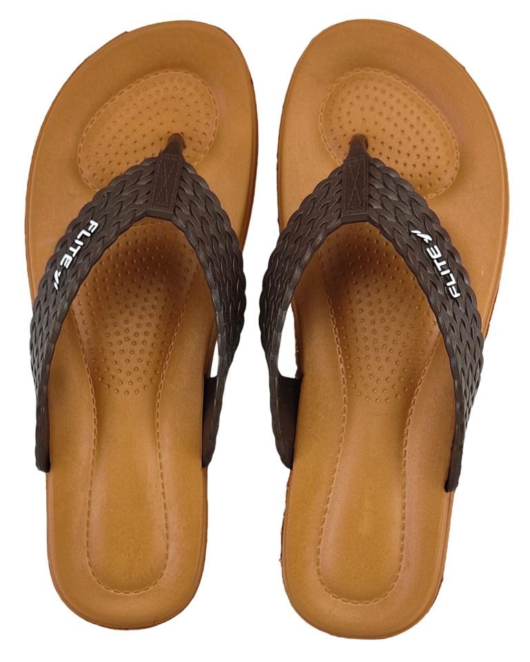 FLITE Women's Daily Use Slippers || Flip flop for Girls || Ladies Slipper (Brown, 6) - Image 4