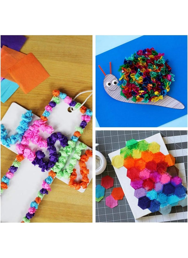 Exquiss Exquiss 1200 Pieces Tissue Paper Hexagon Shape 24 x 22 Inch 12 Colors for Art Paper Craft Hexagon Collage Hexagon Bee Hive Scrunch Kids DIY Craft Tracing Scrapbooking Embellishments Mural Rainbow  - Image 3
