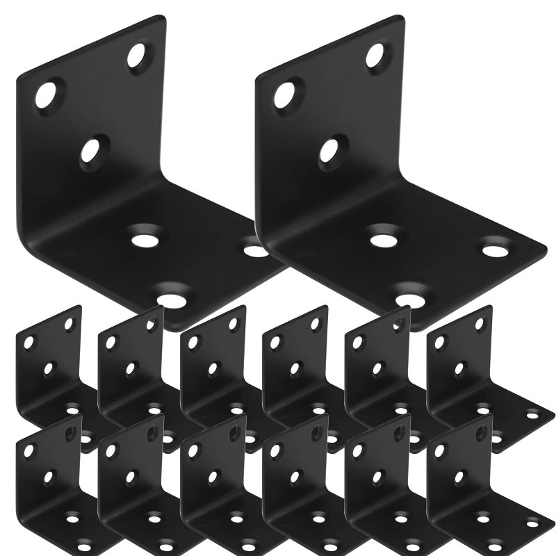 REDOVANT 20Pcs Stainless Steel Angle Brackets 1.5""X1.5""X1.5"" Black L Brackets For Wood 40Mm 1.5Inch Heavy Duty Wide Corner Bracket Metal Corner Brace 90Degree L Shape Bracket For Wooden Frame Bed Furniture - Image 1