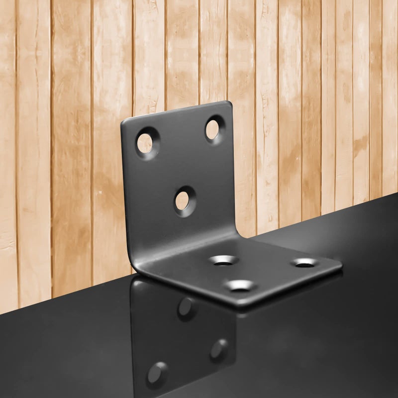 REDOVANT 20Pcs Stainless Steel Angle Brackets 1.5""X1.5""X1.5"" Black L Brackets For Wood 40Mm 1.5Inch Heavy Duty Wide Corner Bracket Metal Corner Brace 90Degree L Shape Bracket For Wooden Frame Bed Furniture - Image 5