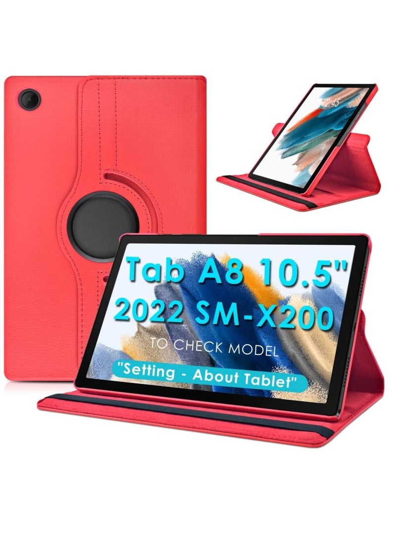 ELTRAZONE Case Compatible with Galaxy Tab A8 10.5" Case (SM-X200/X205/X207), Galaxy Tab A8 Case 10.5 inch,Auto Sleep/Wake 360° Rotating Stand Folio Leather Case for Tab A8 2022 (Red) - Image 1