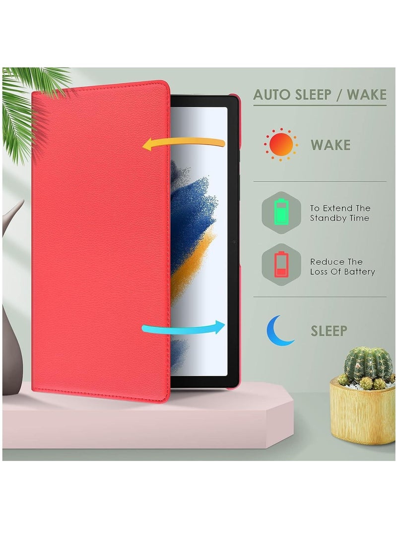 ELTRAZONE Case Compatible with Galaxy Tab A8 10.5" Case (SM-X200/X205/X207), Galaxy Tab A8 Case 10.5 inch,Auto Sleep/Wake 360° Rotating Stand Folio Leather Case for Tab A8 2022 (Red) - Image 4