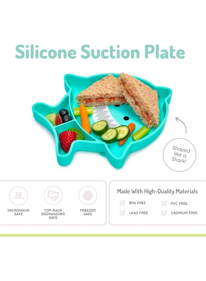 melii Silicone Suction Plate for Toddlers - Divided Feeding Plate with Strong Suction Base - BPA Free, Microwave & Dishwasher Safe - Turquoise - Image 2