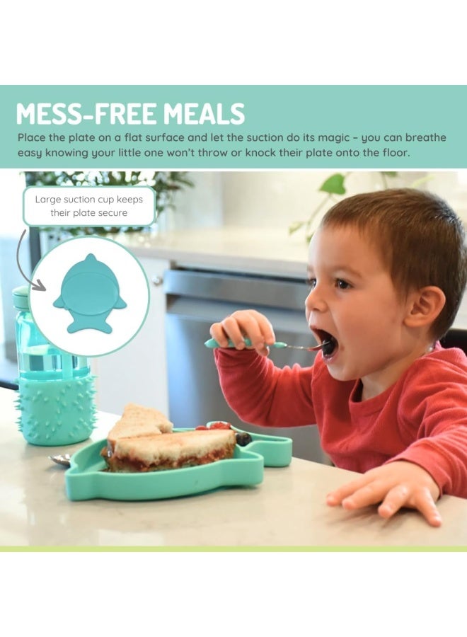 melii Silicone Suction Plate for Toddlers - Divided Feeding Plate with Strong Suction Base - BPA Free, Microwave & Dishwasher Safe - Turquoise - Image 4