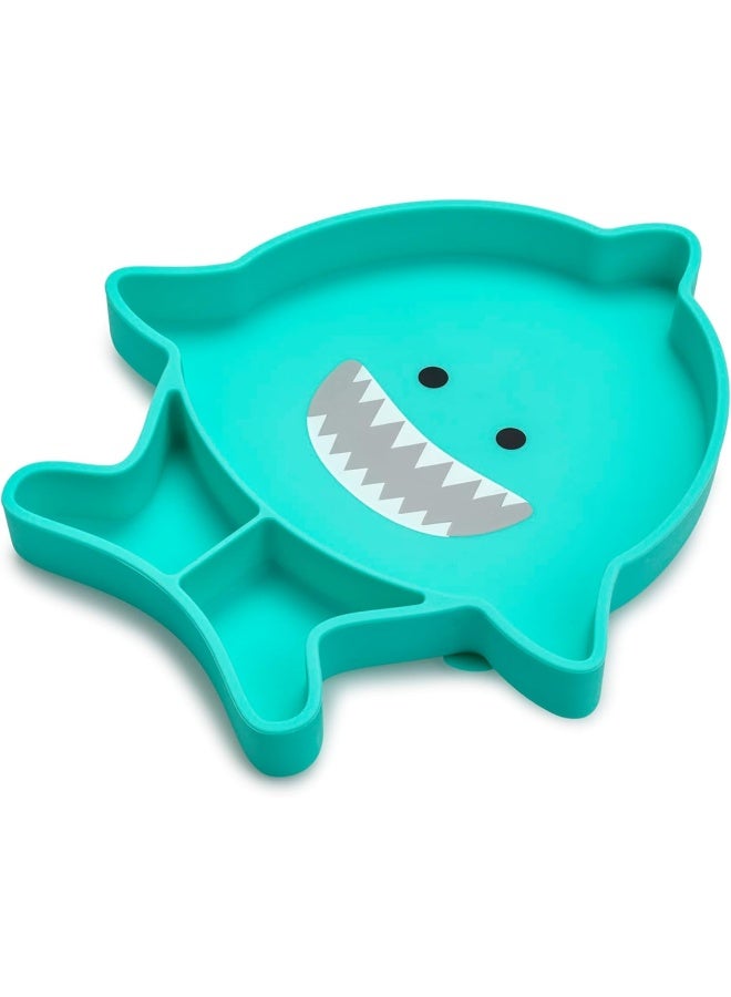 melii Silicone Suction Plate for Toddlers - Divided Feeding Plate with Strong Suction Base - BPA Free, Microwave & Dishwasher Safe - Turquoise - Image 1