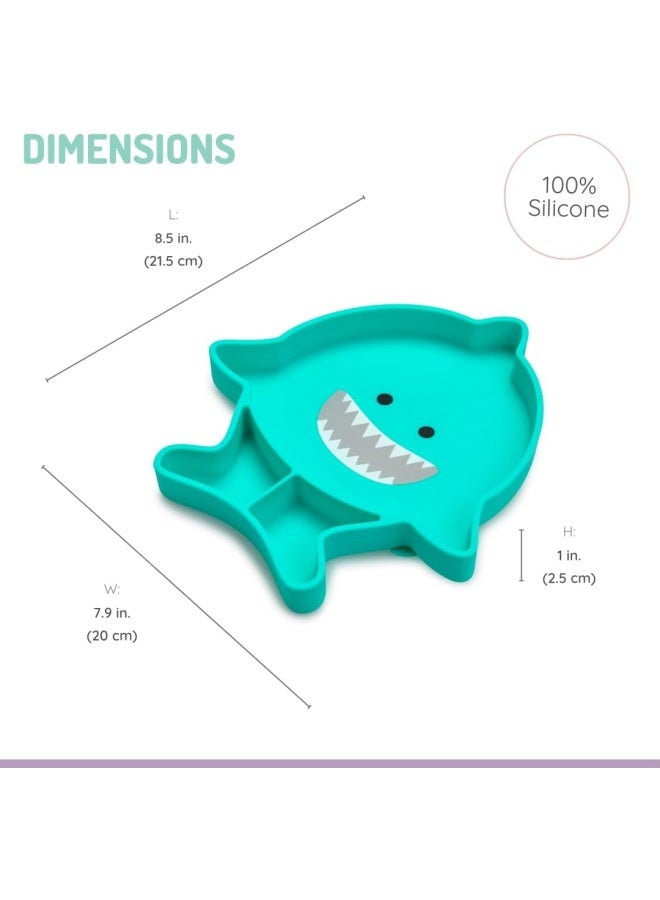 melii Silicone Suction Plate for Toddlers - Divided Feeding Plate with Strong Suction Base - BPA Free, Microwave & Dishwasher Safe - Turquoise - Image 3