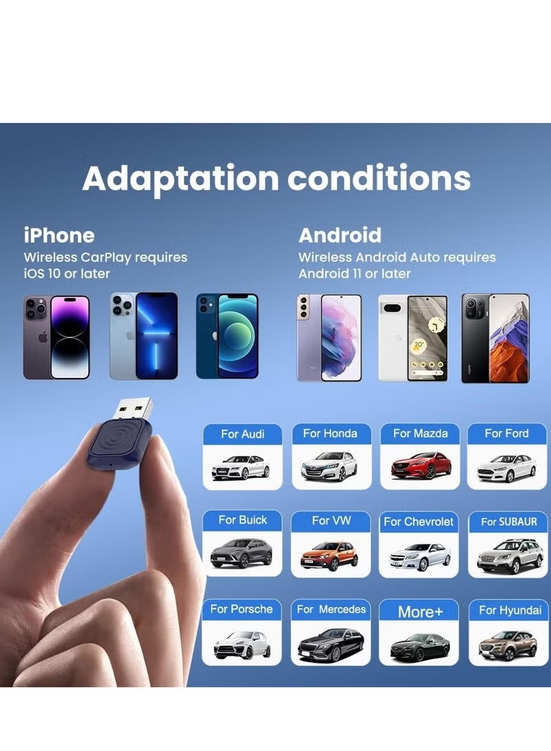 كار لينكيت محول كاربلاي لاسلكي صغير فائق 2 في 1 وأندرويد أوتو - لنظام iOS 10+/أندرويد 11+، يحول الاتصال السلكي إلى لاسلكي عبر منفذ USB- - Image 5