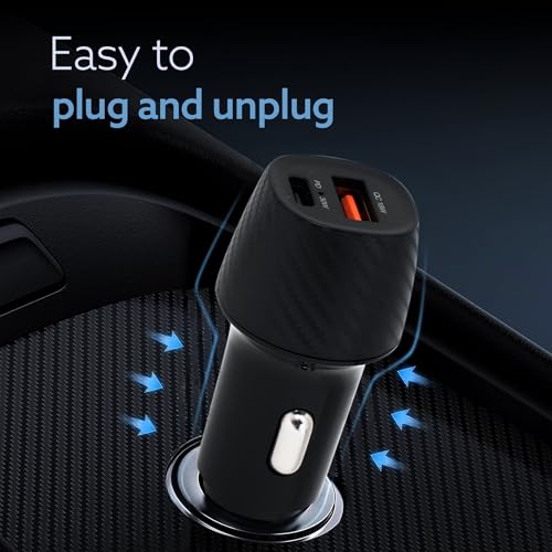AGARO Pulse Car Charger, Dual Port with 51W Fast Car Charger with Dual Output (33W Pd Type C Port + 18W USB A Port), Fast Charging, for Smartphones, iPhones, Tablets, Earbuds & More – Black - Image 5