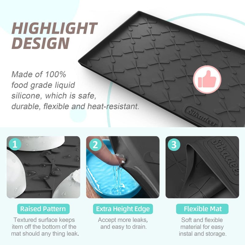 Sika deer SIKADEER Waterproof Under Sink Mat 22x19, Raised Edge Silicone Mat Under Sink Shelf Liner, Sink Protector Kitchen Cabinet Tray for Bathroom Vanity and Small Cabinets, Cat Food Mat - Image 4