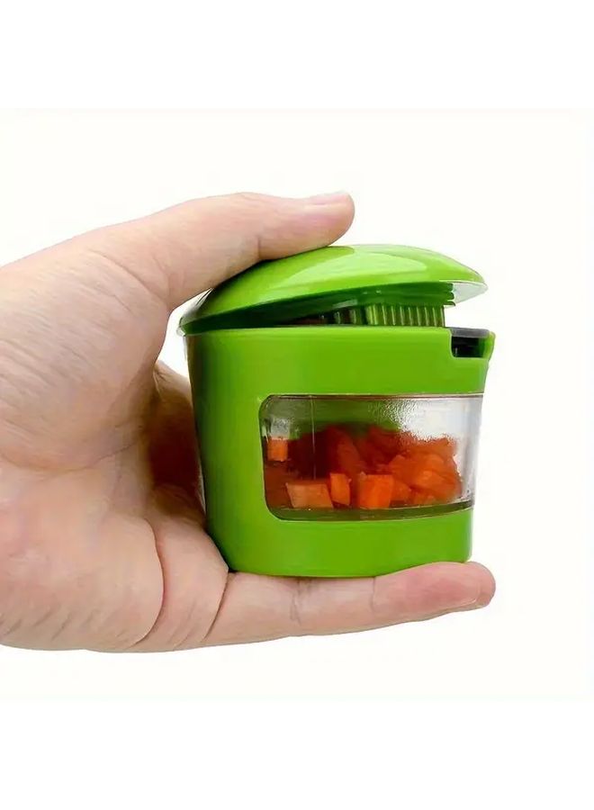 Durable Plastic Manual Garlic Press Chopper With Ergonomic Green Handle 1pc - Image 4