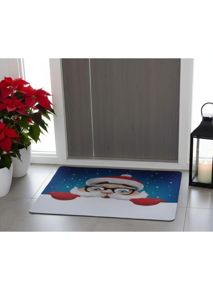 Christmas festive foot mat with a cheerful winter design, small non-slip entrance mat with charming patterns to decorate the doorstep of the house and kitchen FO (leather Christmas mat) - Image 1