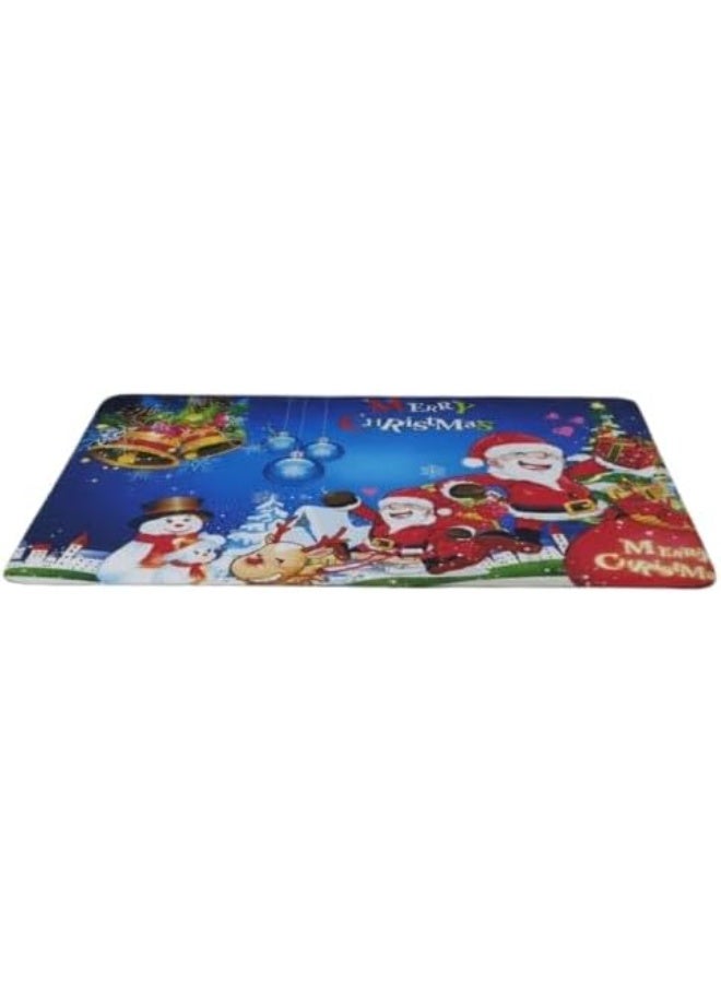 Christmas festive foot mat with a cheerful winter design, small non-slip entrance mat with charming patterns to decorate the doorstep of the house and kitchen FO (leather Christmas mat) - Image 2