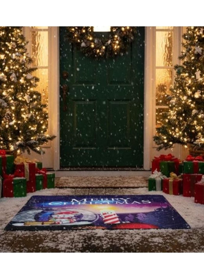 Christmas festive foot mat with a cheerful winter design, small non-slip entrance mat with charming patterns to decorate the doorstep of the house and kitchen FO (leather Christmas mat) - Image 4