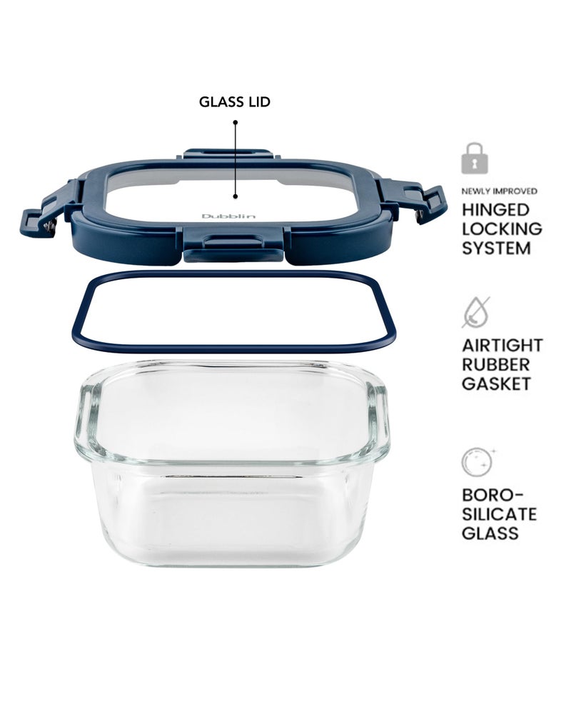 DUBBLIN Keep In Glass Borosilicate Glass Container 530ml - Square, Clear | Oven, Freezer & Microwave Safe Storage Solution (1 Piece) - Image 3
