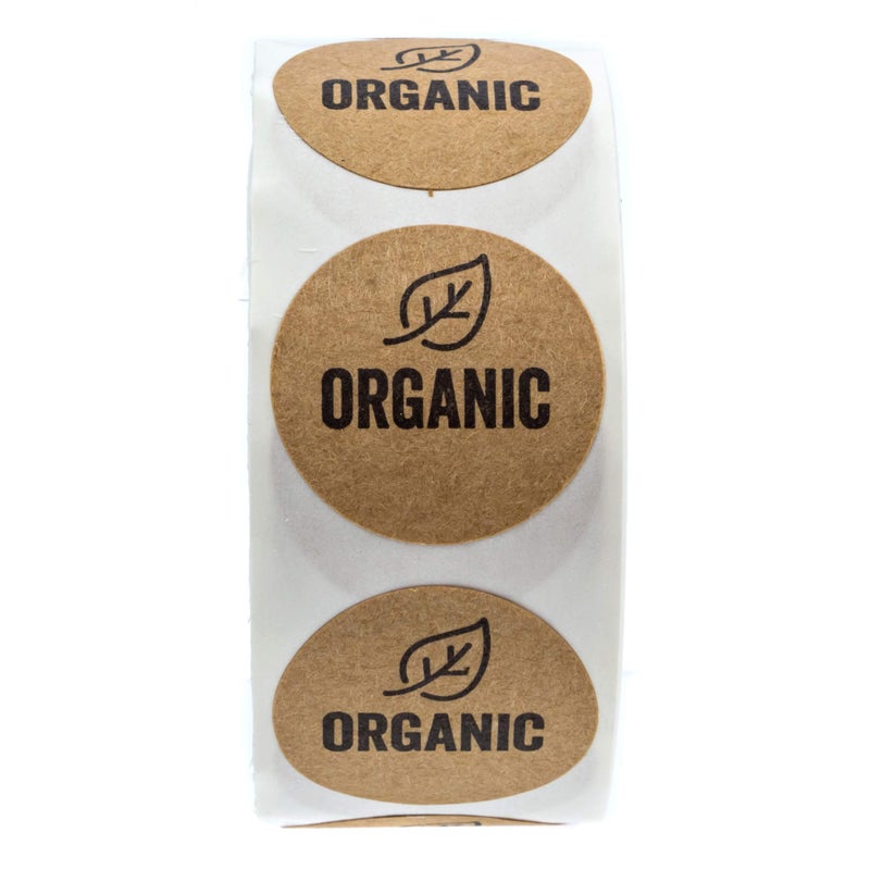 SBlabels Organic Made Stickers / 1" Inch Round Natural Kraft Organic Stickers/Organic Labels 500 Labels per roll - Image 2
