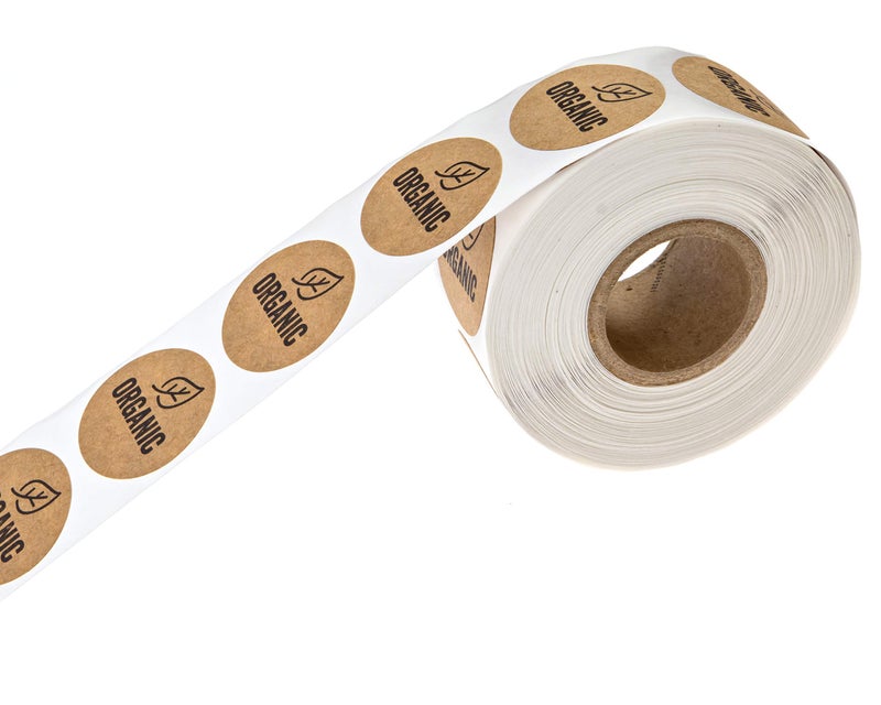 SBlabels Organic Made Stickers / 1" Inch Round Natural Kraft Organic Stickers/Organic Labels 500 Labels per roll - Image 3