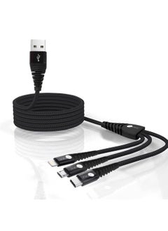 AFRA AFRA USB Charging Cable, 2.4A, Nylon-Braided Jacket, With Data Transmission, USB A to Micro-USB + Type C + Lightning Connector, 1.2-meter length, Durable, Tangle Free  - Image 2