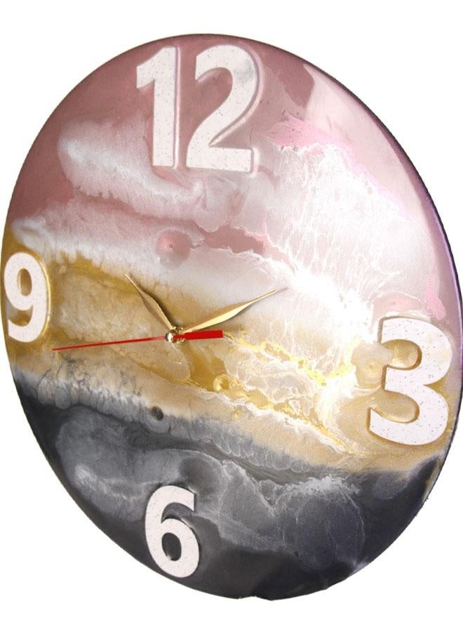 ساعة حائط مودرن ريزين هاند ميد بتصميم رخامي راقي - قطر 40 سم - متعددة الألوان - Image 4