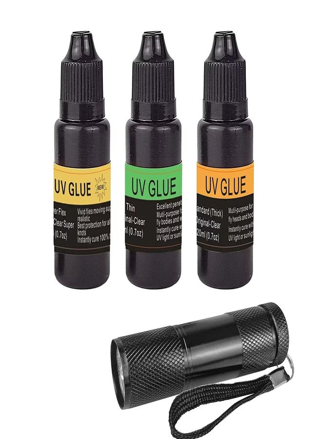 Eupheng Fly Tying UV Resin Three Formula Thick,Thin and Super Flex Fly Tying Head Cement Fly Tying Glue for Building Flies Heads Bodies and Wings and Gluing Eyes - Image 1