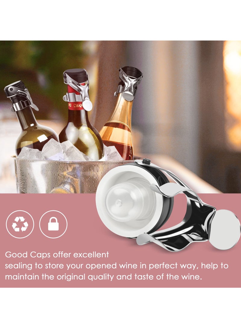 SOLARAE 6 Pieces Bottle Stoppers Stainless Steel Bottle Sealer Reusable Saver Plug Vacuum Cork For /Champagne/Sparkling /Beer To Keep Fresh - Image 5