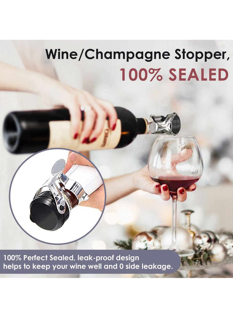 SOLARAE 6 Pieces Bottle Stoppers Stainless Steel Bottle Sealer Reusable Saver Plug Vacuum Cork For /Champagne/Sparkling /Beer To Keep Fresh - Image 4