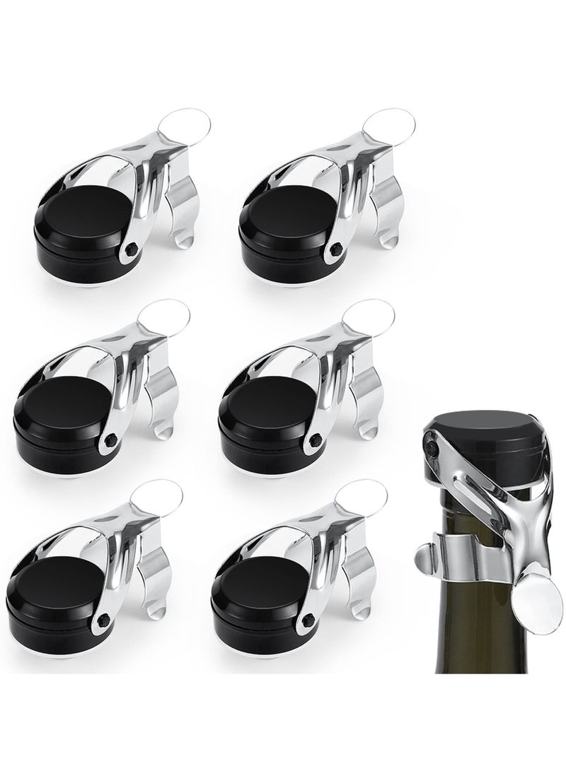 SOLARAE 6 Pieces Bottle Stoppers Stainless Steel Bottle Sealer Reusable Saver Plug Vacuum Cork For /Champagne/Sparkling /Beer To Keep Fresh - Image 1
