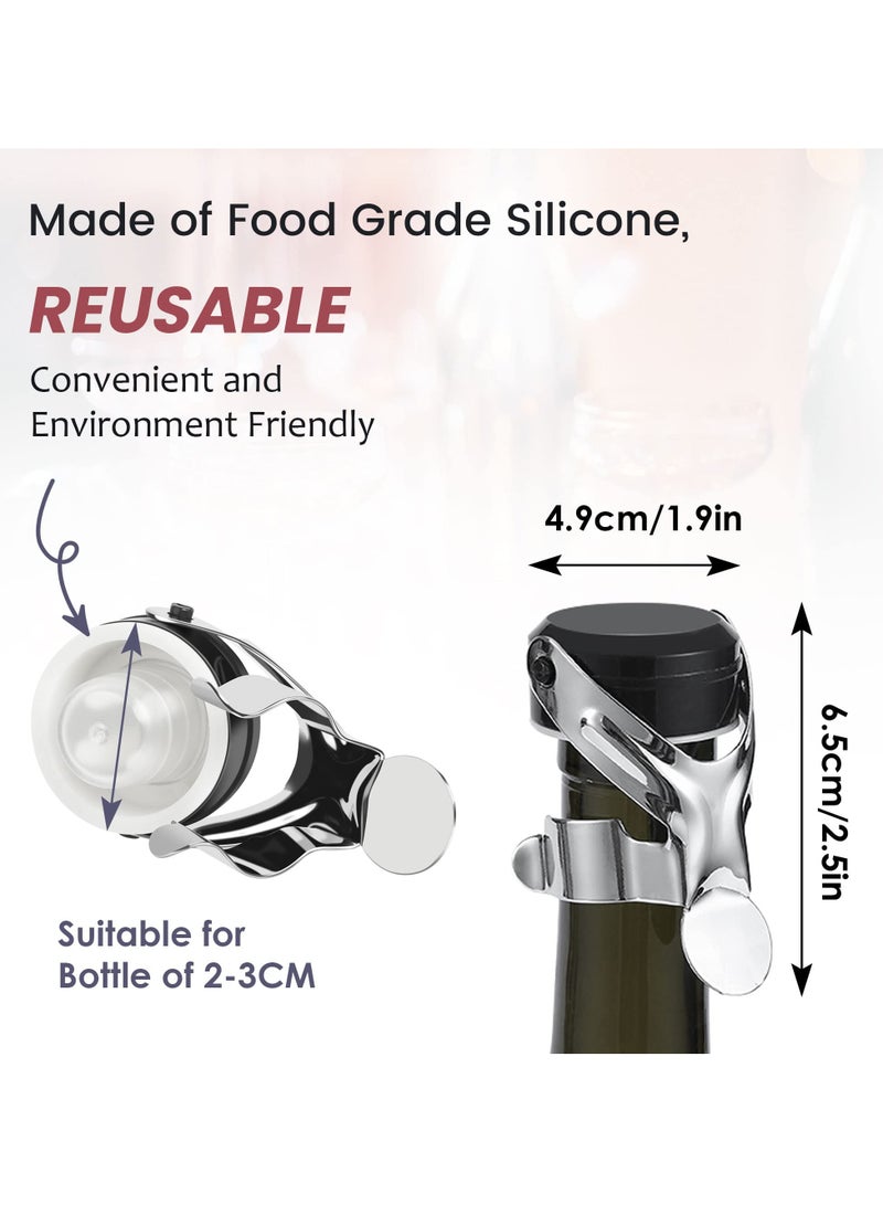 SOLARAE 6 Pieces Bottle Stoppers Stainless Steel Bottle Sealer Reusable Saver Plug Vacuum Cork For /Champagne/Sparkling /Beer To Keep Fresh - Image 2